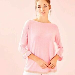 Lilly Pulitzer Charla Pink Sweater with Ruffle Trim